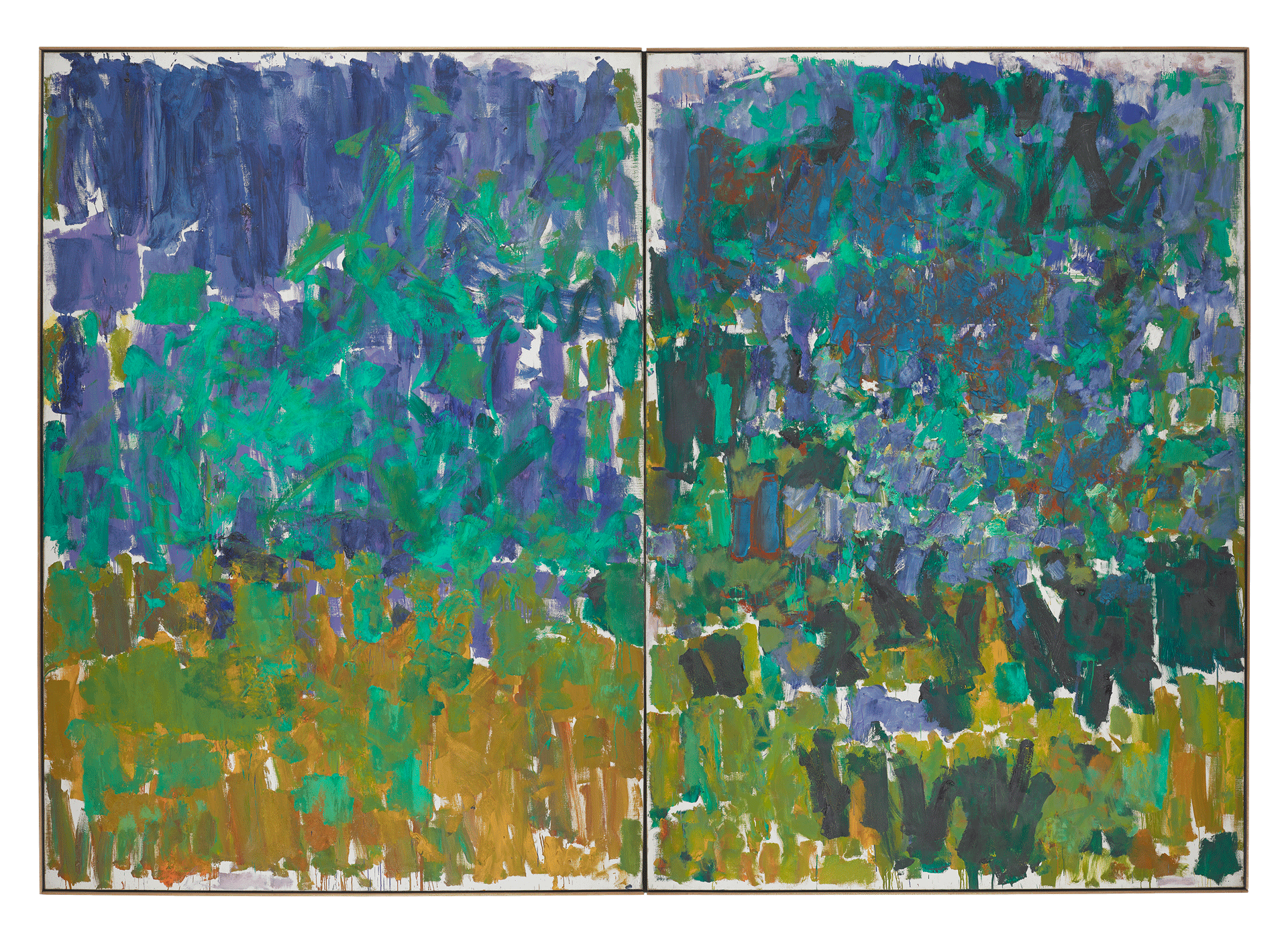A painting by Joan Mitchell, titled Posted, dated 1977.